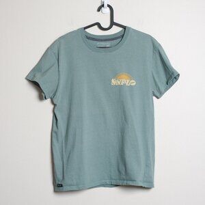 Squalo Mens Small T Shirt Sun Print Mexican Surf Pastel Green